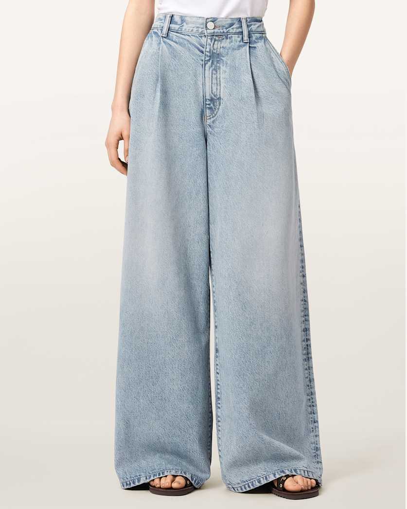 Antique White ג׳ינס לנשים Haze Pleated - Wide Leg ALLSAINTS