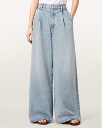 Antique White ג׳ינס לנשים Haze Pleated - Wide Leg ALLSAINTS