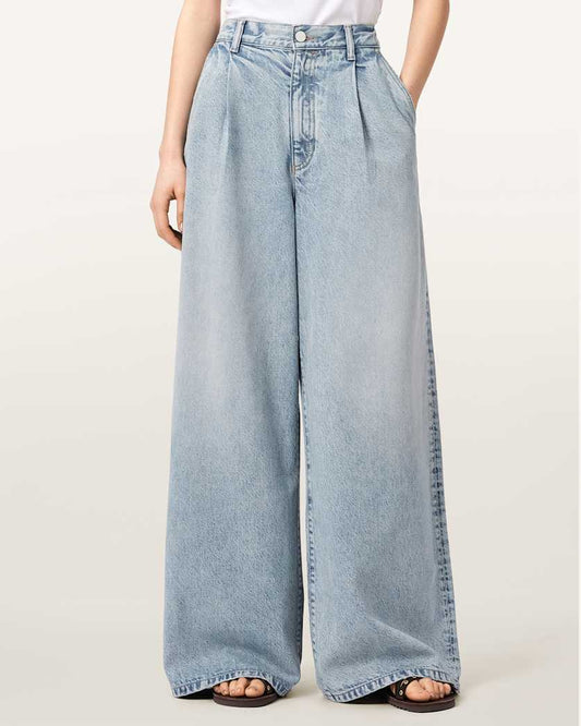 Antique White ג׳ינס לנשים Haze Pleated - Wide Leg ALLSAINTS
