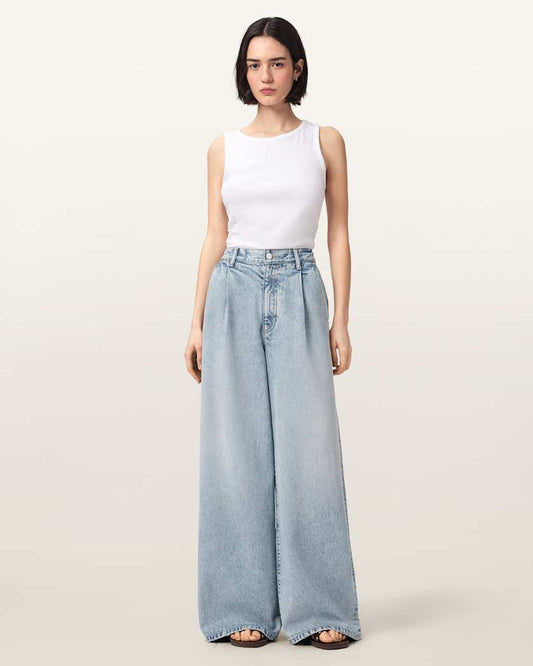 Seashell ג׳ינס לנשים Haze Pleated - Wide Leg ALLSAINTS