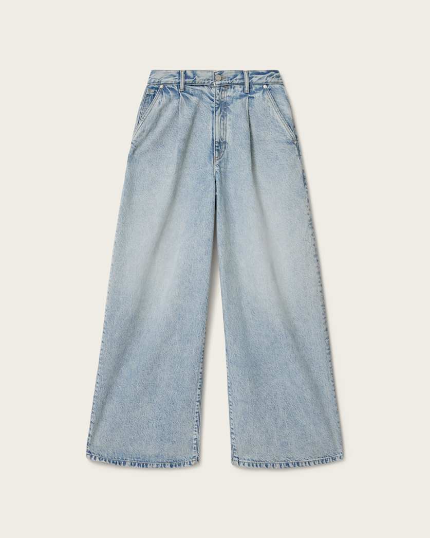 Dark Gray ג׳ינס לנשים Haze Pleated - Wide Leg ALLSAINTS