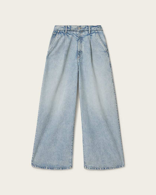 Dark Gray ג׳ינס לנשים Haze Pleated - Wide Leg ALLSAINTS