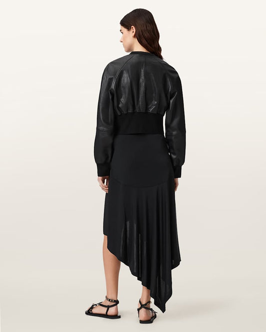Black חצאית מידי ג׳רזי לנשים Annalie ALLSAINTS