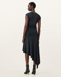 Dark Slate Gray חצאית מידי ג׳רזי לנשים Annalie ALLSAINTS