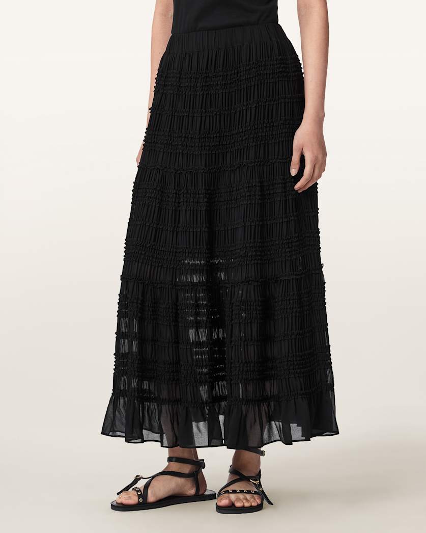 Black חצאית מקסי לנשים Lotus ALLSAINTS