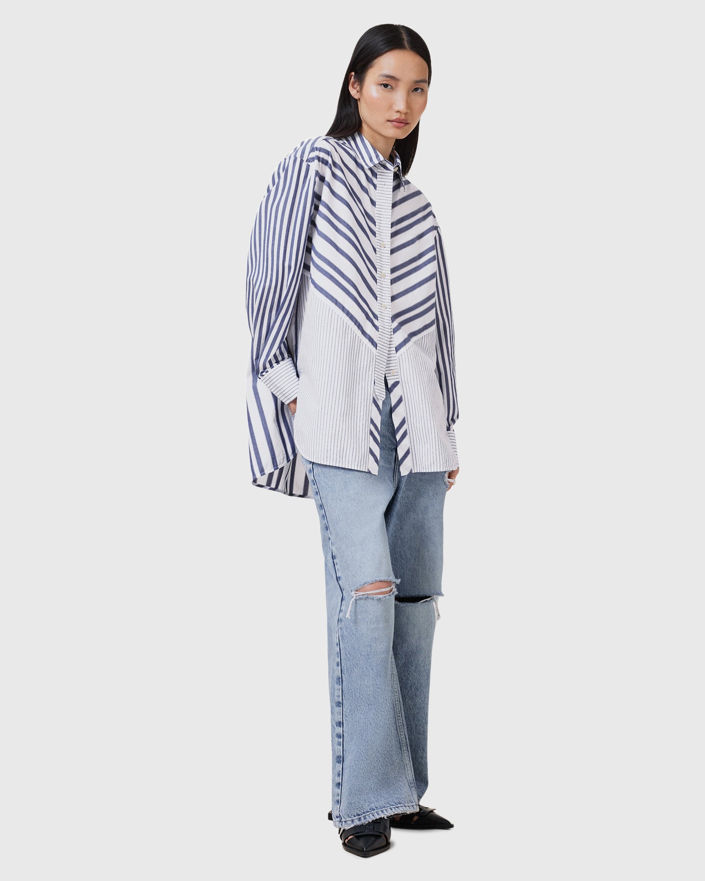 Lavender חולצה מכופתרת ארוכה לנשים Shannon ALLSAINTS