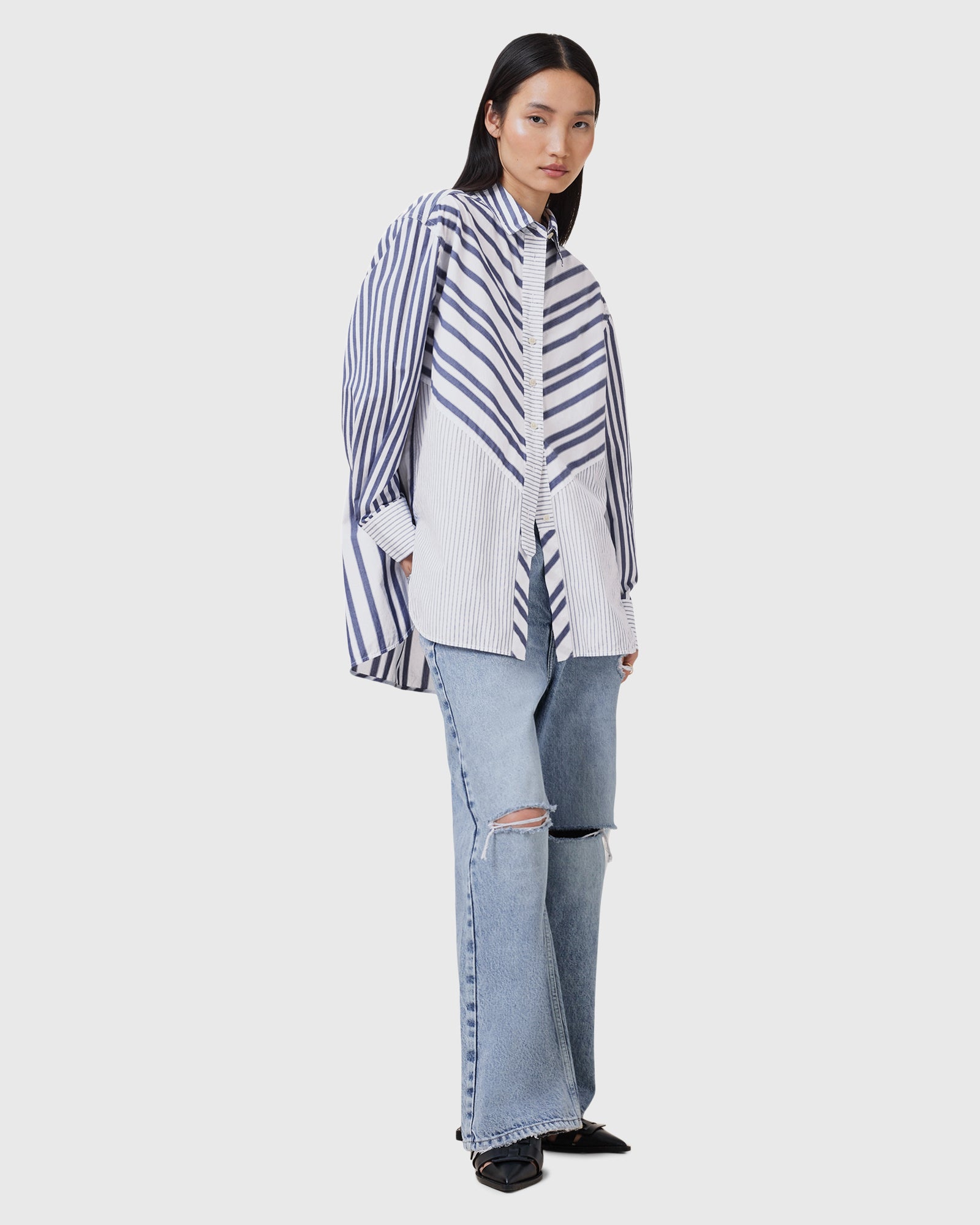 Lavender חולצה מכופתרת ארוכה לנשים Shannon ALLSAINTS