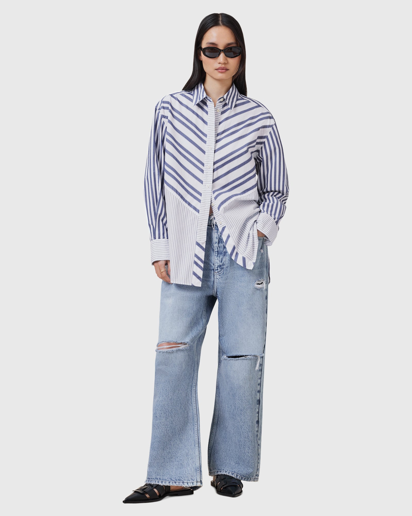 Lavender חולצה מכופתרת ארוכה לנשים Shannon ALLSAINTS