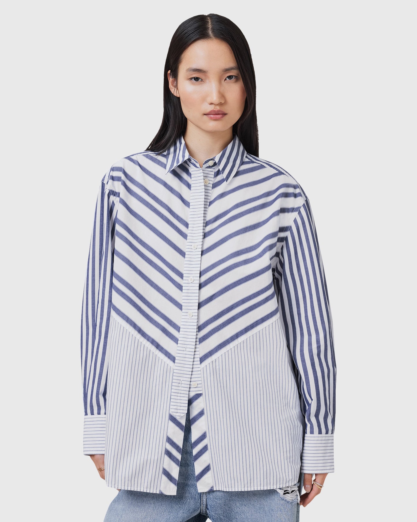 Lavender חולצה מכופתרת ארוכה לנשים Shannon ALLSAINTS