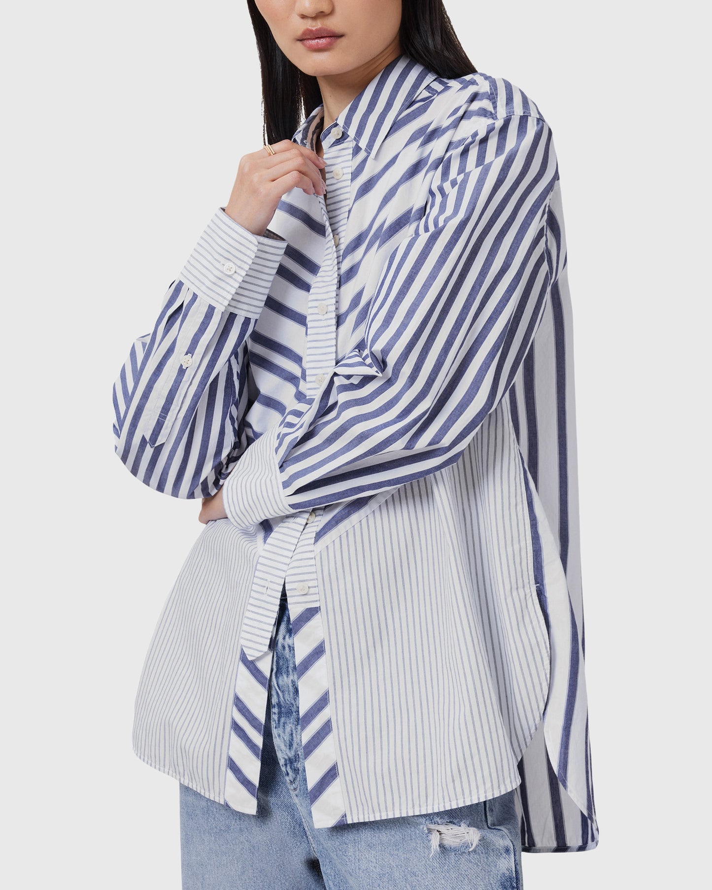 Light Gray חולצה מכופתרת ארוכה לנשים Shannon ALLSAINTS