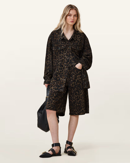 Antique White מכנסי ברמודה מנומרים לנשים Louie ALLSAINTS