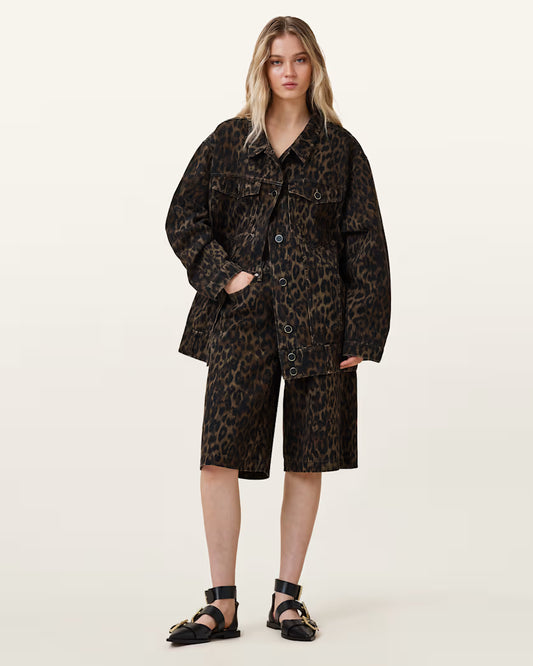 Beige מכנסי ברמודה מנומרים לנשים Louie ALLSAINTS