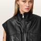 Dark Slate Gray וסט עור לנשים Flor ALLSAINTS