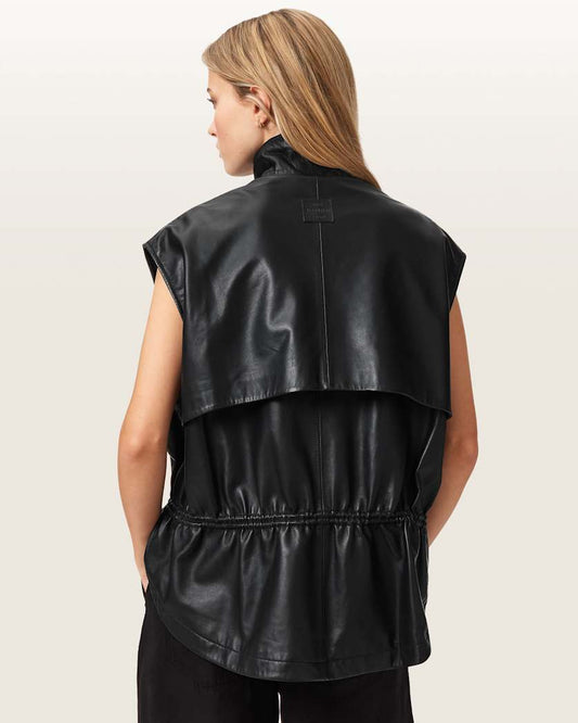Black וסט עור לנשים Flor ALLSAINTS