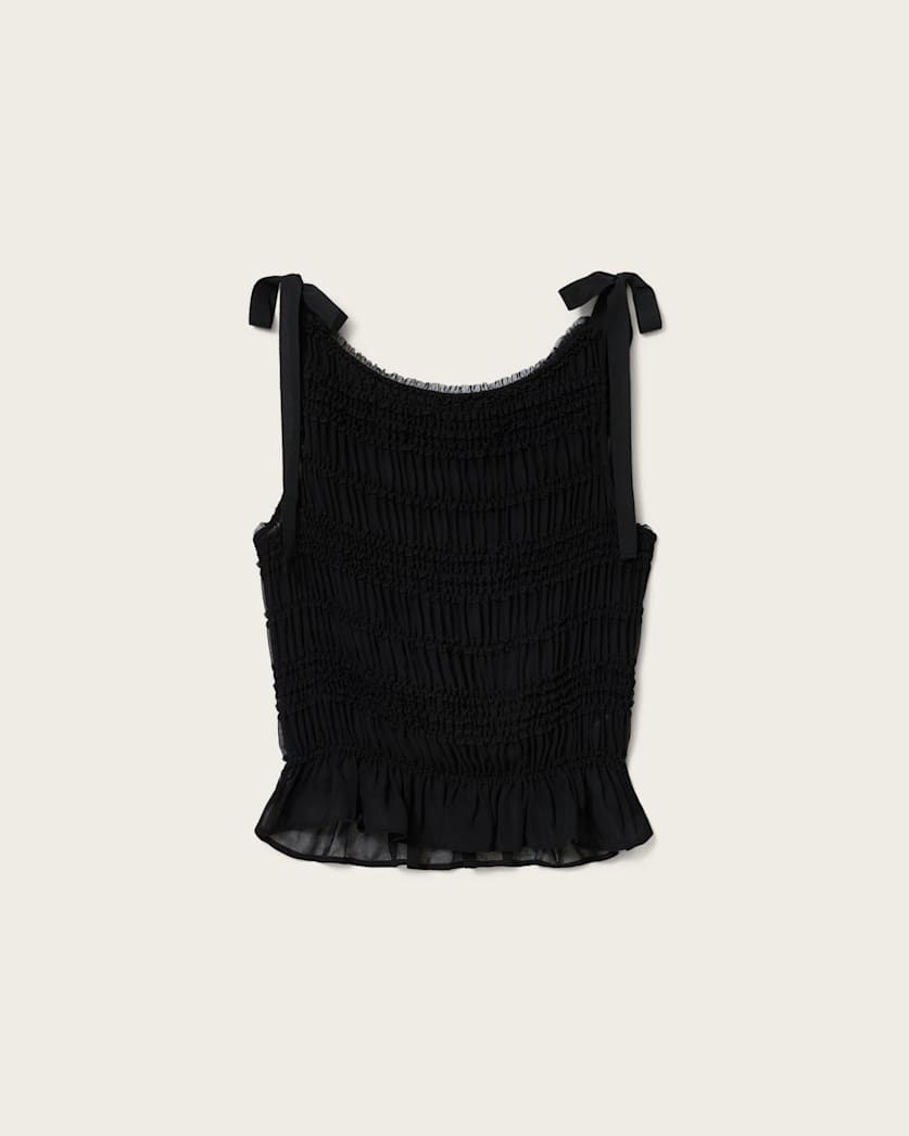 Black טופ צווארון סירה לנשים Lotus ALLSAINTS