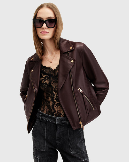 Lavender ג'קט עור לנשים Dalby Biker ALLSAINTS