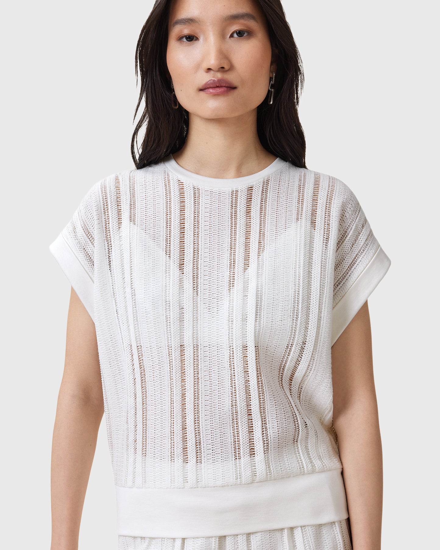 Light Gray טי שירט קצרה קרושה לנשים Giana ALLSAINTS