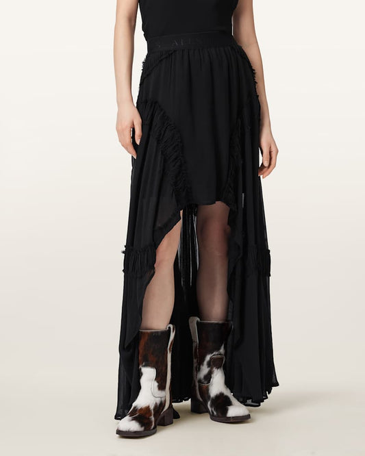 Black חצאית מקסי נפוחה לנשים Dorina ALLSAINTS