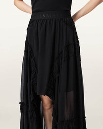 Black חצאית מקסי נפוחה לנשים Dorina ALLSAINTS