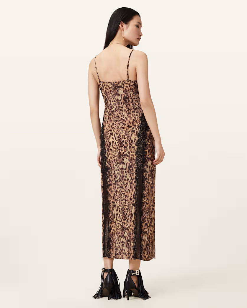 Beige שמלת מקסי מנומרת לנשים Melia ALLSAINTS