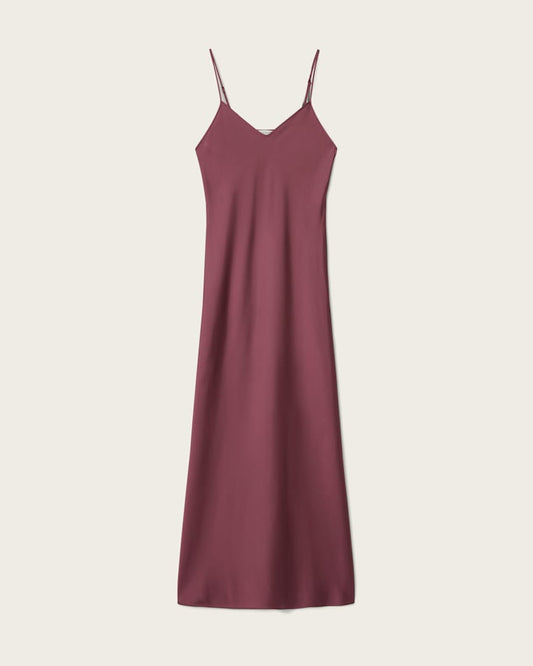 Maroon שמלת מקסי סאטן לנשים Bryony ALLSAINTS