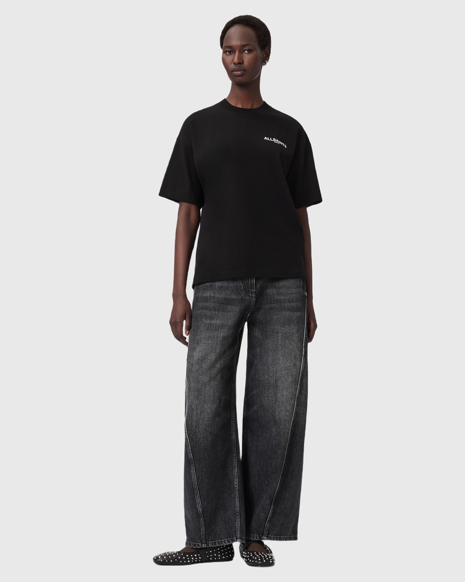 Dark Slate Gray טי שירט קצרה לנשים Ania Etta ALLSAINTS