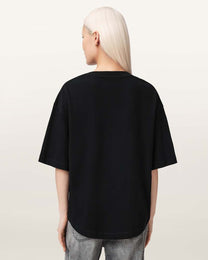 Black טי שירט אוברסייז מעוטרת לנשים Icon Amelie ALLSAINTS
