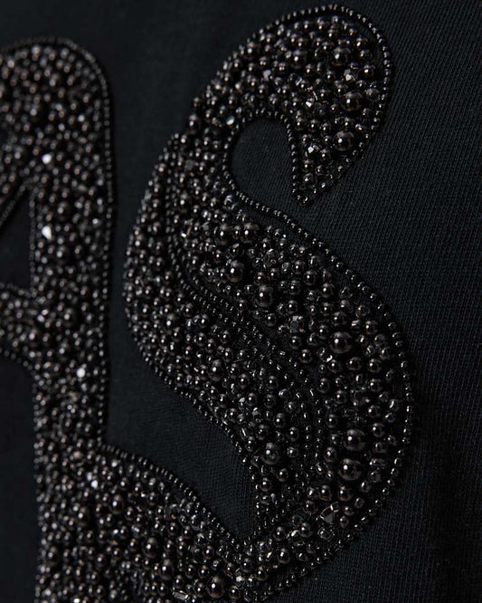 Black טי שירט אוברסייז מעוטרת לנשים Icon Amelie ALLSAINTS