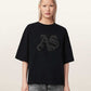 Black טי שירט אוברסייז מעוטרת לנשים Icon Amelie ALLSAINTS
