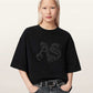 Black טי שירט אוברסייז מעוטרת לנשים Icon Amelie ALLSAINTS