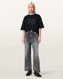 Antique White טי שירט אוברסייז מעוטרת לנשים Icon Amelie ALLSAINTS