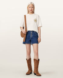 Seashell טי שירט גרפית אוברסייז לנשים Sun City Etta ALLSAINTS