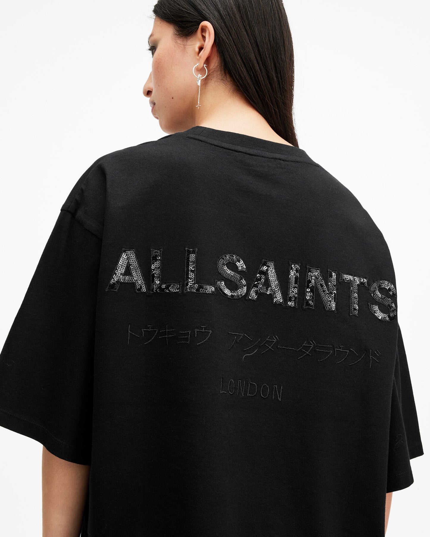 Black טי שירט קצרה לנשים Amelie Underground ALLSAINTS