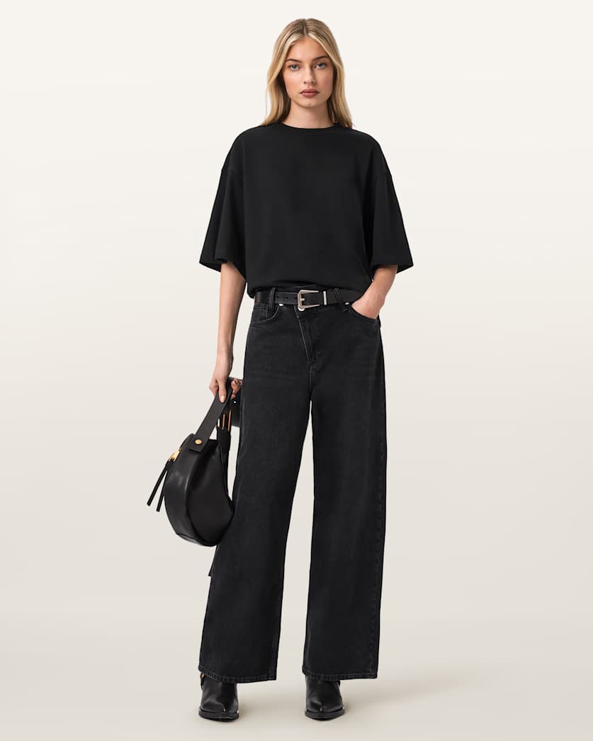 Black טי שירט קצרה לנשים Esme Amelie Tee ALLSAINTS