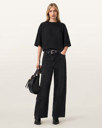 Black טי שירט קצרה לנשים Esme Amelie Tee ALLSAINTS