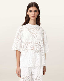 Seashell טי שירט קצרה לנשים Amelie Lace Tee ALLSAINTS
