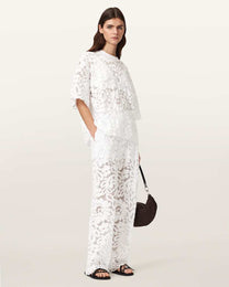 Lavender טי שירט קצרה לנשים Amelie Lace Tee ALLSAINTS