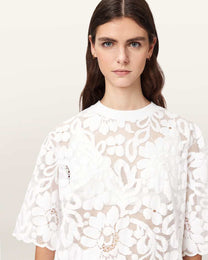 Seashell טי שירט קצרה לנשים Amelie Lace Tee ALLSAINTS