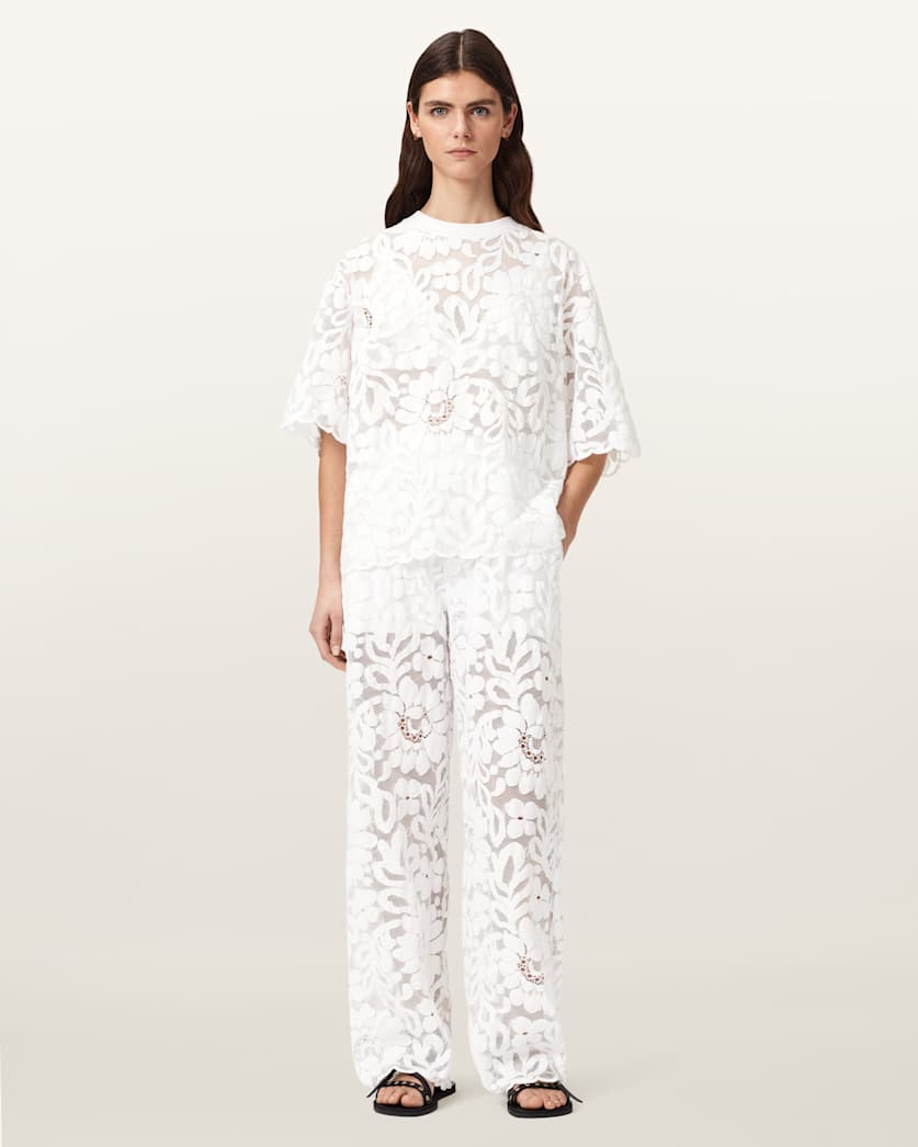 Lavender טי שירט קצרה לנשים Amelie Lace Tee ALLSAINTS
