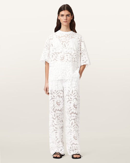 Lavender טי שירט קצרה לנשים Amelie Lace Tee ALLSAINTS