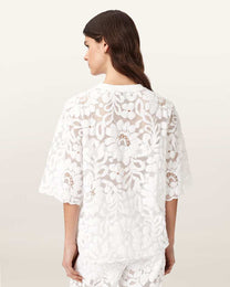 Seashell טי שירט קצרה לנשים Amelie Lace Tee ALLSAINTS