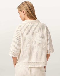 Seashell חולצת פולו קצרה לנשים Elma Crochet Top ALLSAINTS
