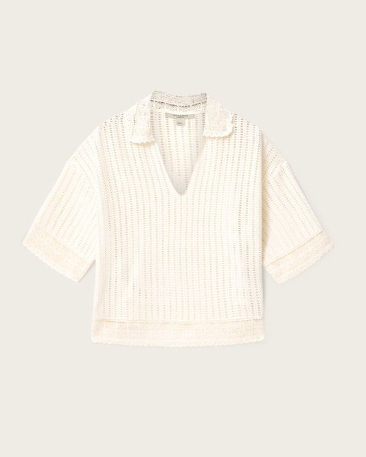 Seashell חולצת פולו קצרה לנשים Elma Crochet Top ALLSAINTS