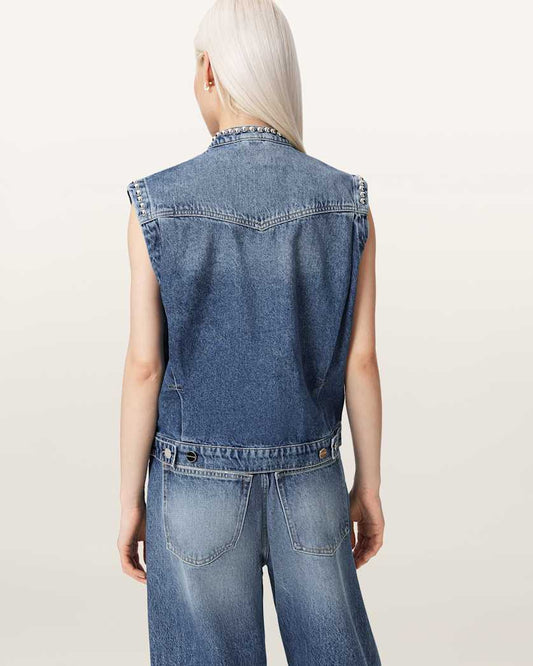 Seashell וסט ג׳ינס קרופ לנשים Mav ALLSAINTS