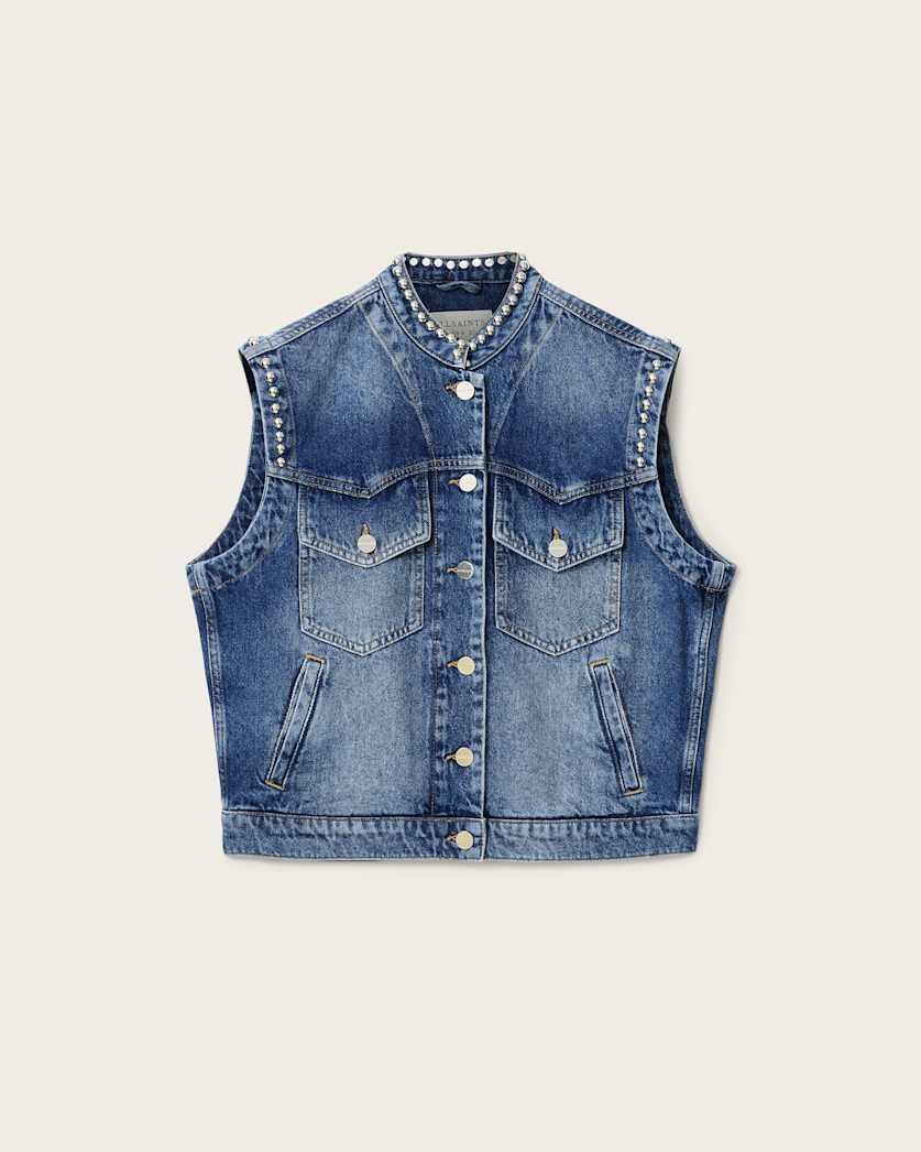 Lavender וסט ג׳ינס קרופ לנשים Mav ALLSAINTS