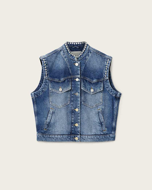 Lavender וסט ג׳ינס קרופ לנשים Mav ALLSAINTS