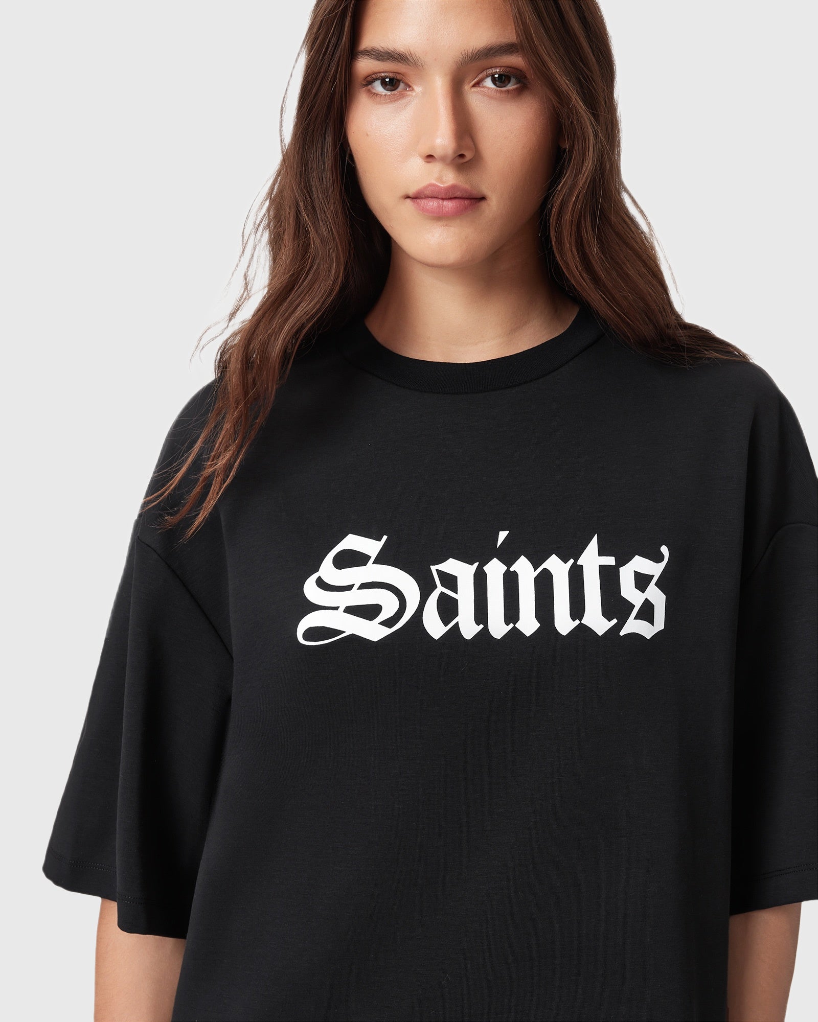 Black טי שירט קצרה לנשים Saint Amelie ALLSAINTS