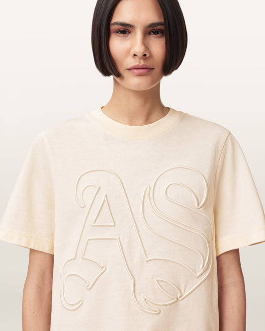 Antique White טי שירט קצרה לנשים Lisa Embos ALLSAINTS