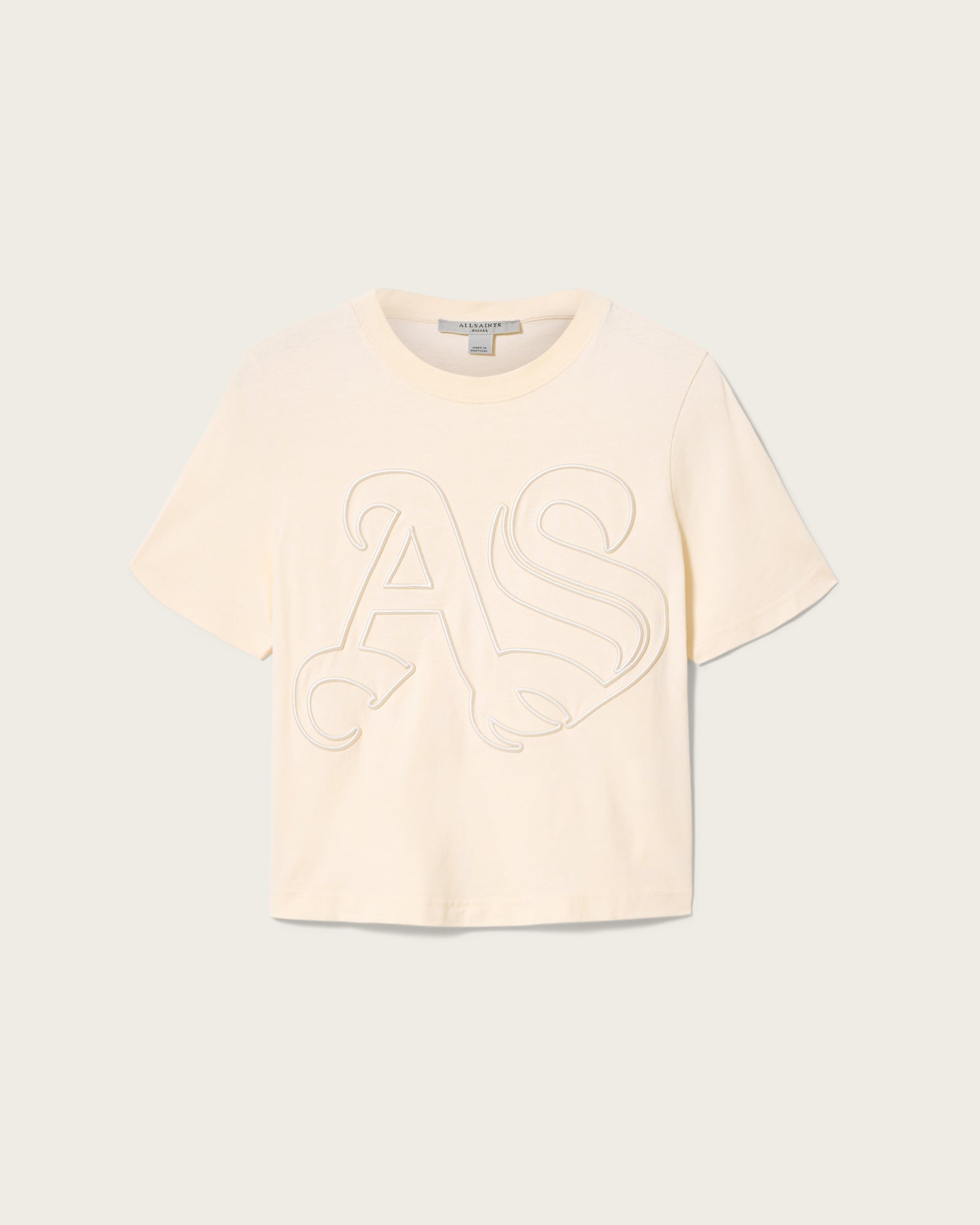 Antique White טי שירט קצרה לנשים Lisa Embos ALLSAINTS