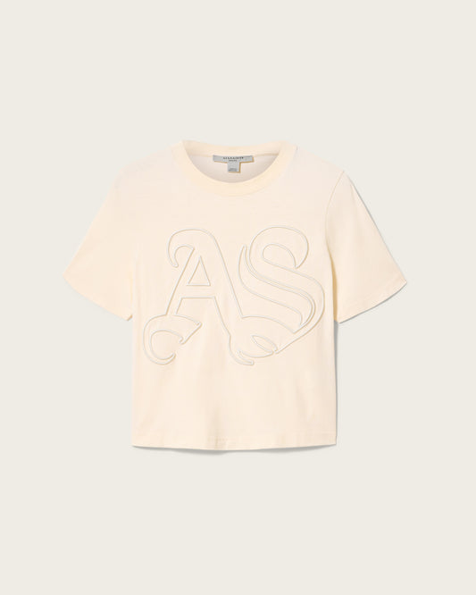 Antique White טי שירט קצרה לנשים Lisa Embos ALLSAINTS